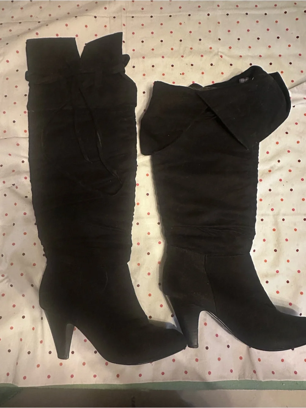 Not Rated Black Over-the-Knee Suede Boots with Fold-Over Cuff